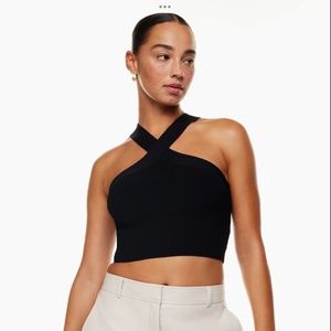 Aritzia Babaton Sculpt knit cross crossed crop tank